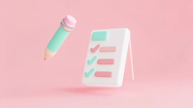 Simple Clean Minimalistic 3d Floating Checklist Do List Icon Accompanied