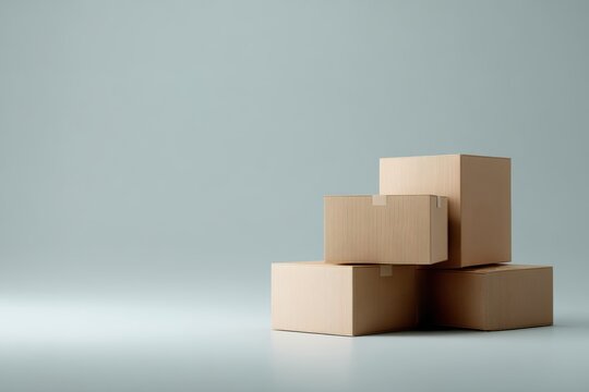 Stack of cardboard shipping boxes logistics delivery concept