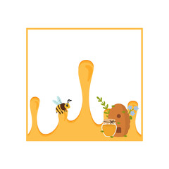 Honey Drip Frame with Bee and Hive © Patricia Agatha
