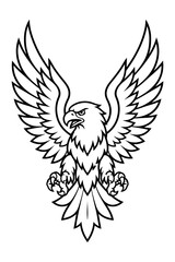 Fototapeta premium Eagle Crest Emblem with Spread Wings and Claws Outlined Vector Illustration