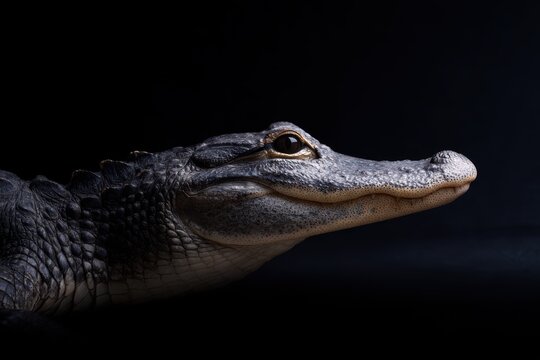 Isolated alligator reptile with textured scales and sharp teeth wildlife animal portrait