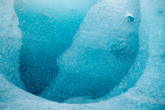 Blue ice cave interior in Vatnajokull glacier, Iceland