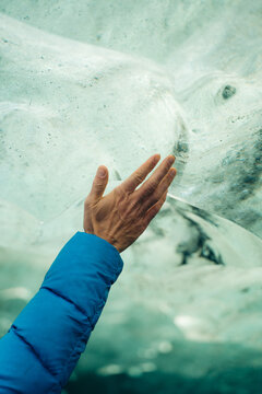 Glacier trekking on Vatnajokull, Iceland close-up
