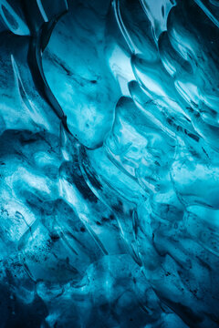 Blue glacier ice texture inside Vatnajokull ice cave