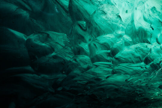 Abstract glacier ice texture inside Vatnajokull ice cave
