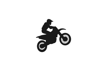 Obraz premium Motocross Rider Performing a Wheelie Silhouette