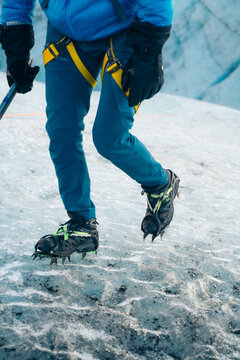 Glacier trekking on Vatnajokull, Iceland with crampons