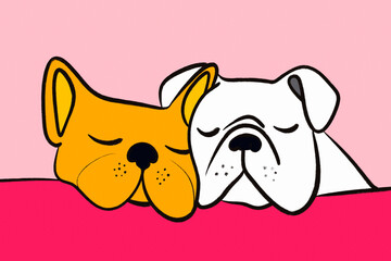 Cute pets illustration of dog friendship and affection