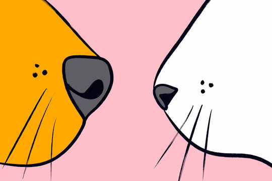 Cute cat and dog illustration showing pet friendship