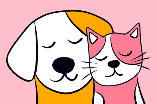 Cute dog and cat illustration showing pet friendship