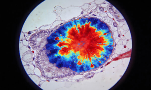 Colorful Microscopic Biological Cell Structure