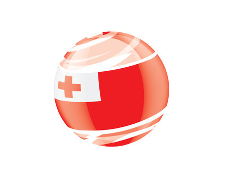 Illustration of globe wrapped in Tonga flag patterns with subtle shadowing