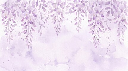 Fototapeta premium Purple Wisteria Watercolor Floral Background