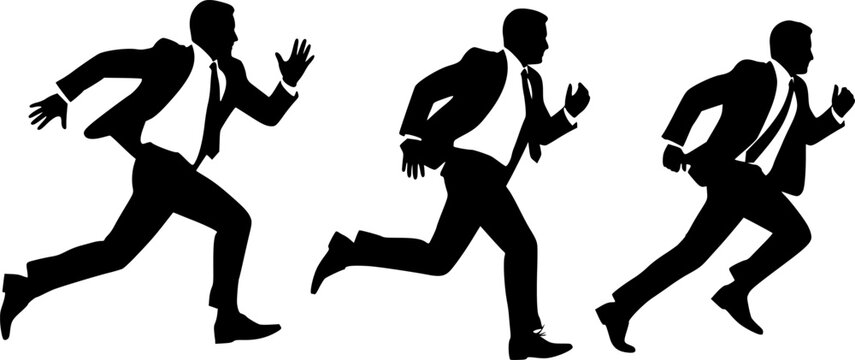 Business man run vector silhouette
