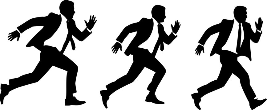 Business man run vector silhouette