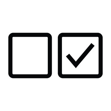 Checkmark checkbox symbol with empty box on white background