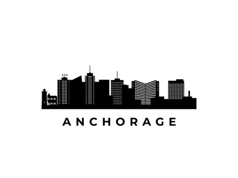Vector Anchorage skyline. Travel Anchorage famous landmarks. Business and tourism concept for presentation, banner, web site.