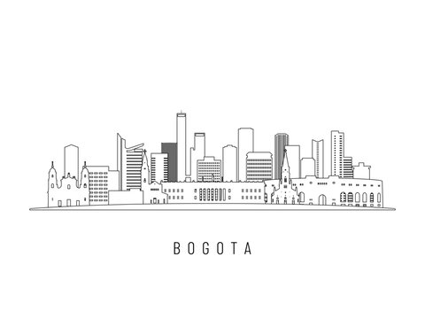 Detailed Bogota skyline vector illustration. Bogota buildings in line art style, perfect for modern designs.