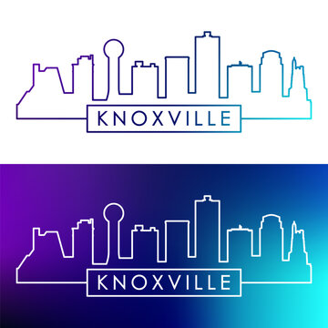 Knoxville skyline. Colorful linear style. Single line. Editable vector file.