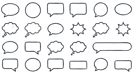 Fototapeta premium Collection of blank speech bubbles and thought clouds for text dialogue.