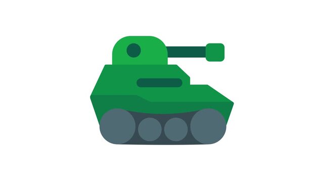 Tank Icon, Vibrant Colored Animation, Seamless Loop, 4K Transparent Background