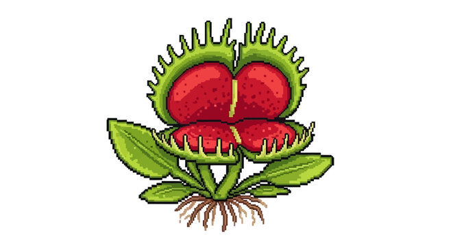 Illustration of a Venus Flytrap Plant with Open Traps.