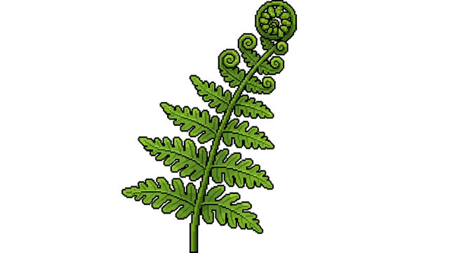 Green fern frond unfurling with intricate details.