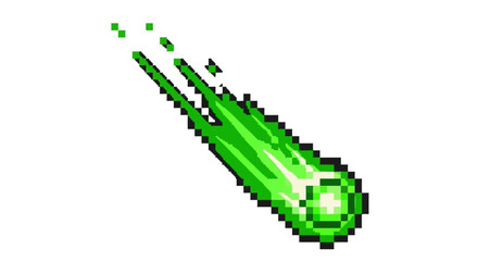 Green Meteorite Falling Through Space with Fiery Tail. © waifu