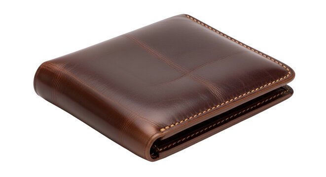 Brown leather wallet isolated on black background for business finance