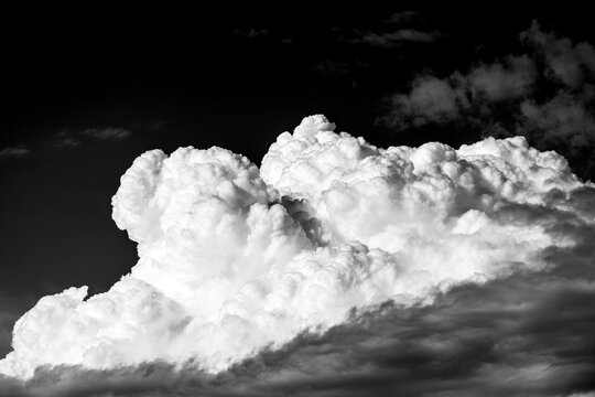 Dramatic black and white storm cloud formation