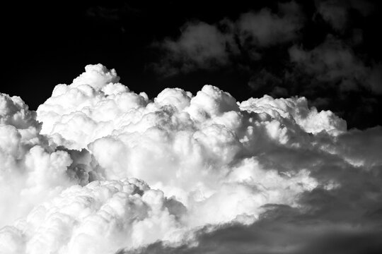 Dramatic black and white clouds indicating a storm