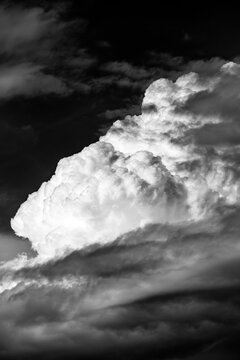 Dynamic formation of storm clouds in gray tones