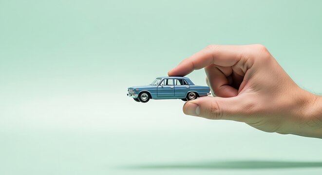 hand holding a small toy car