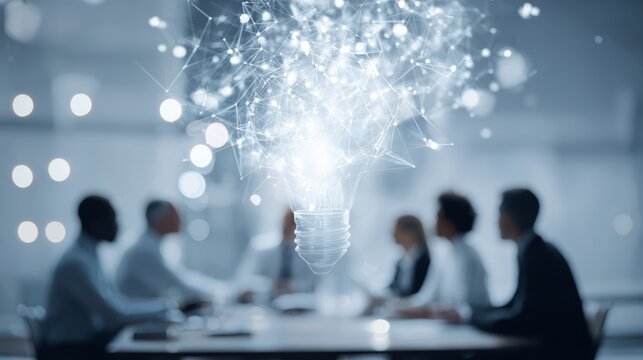 Corporate team sharing ideas, innovation concept