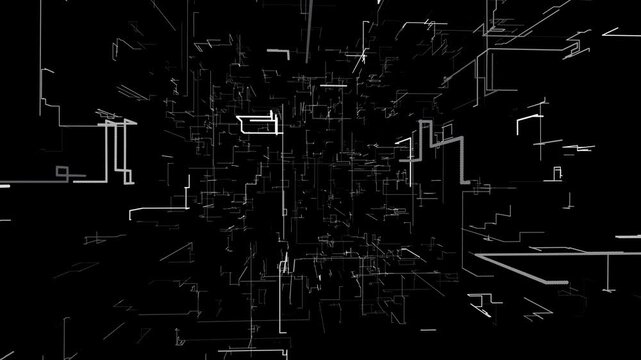 Abstract lines pulse through dark digital space