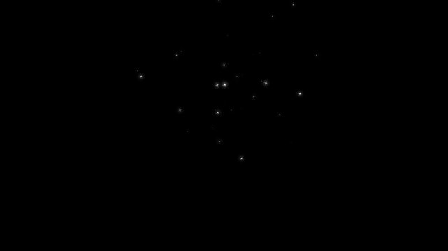 2D magic glitter line blast animation on black background, with bright white light sparks and glitter dust. Birthday, wedding anniversary and magical festival atmosphere.