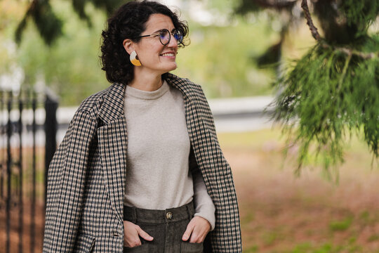 Elegant mature woman enjoying urban surroundings