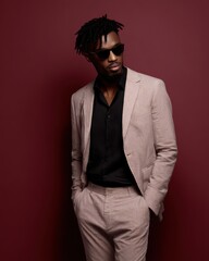 Obraz premium Stylish African-American man portrait, fashion concept