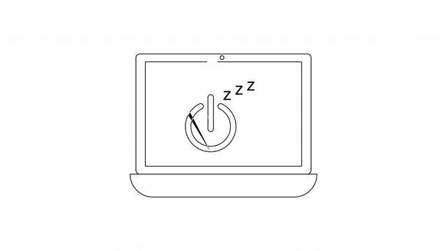 Laptop in Sleep Mode with Power Button and Zzz Symbols.