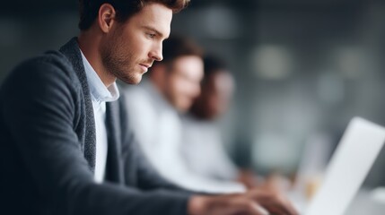 Fototapeta premium Business people working with laptops, teamwork environment