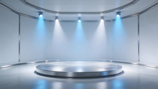 Modern empty stage with spotlights