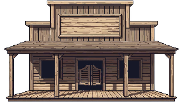 Old Western Saloon Building Facade Illustration.