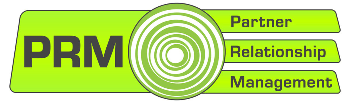 PRM - Partner Relationship Management Green Rounded Circle Center Box Text Horizontal 