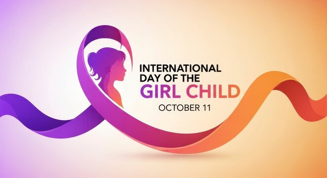 International day of the girl child colorful illustration october 11