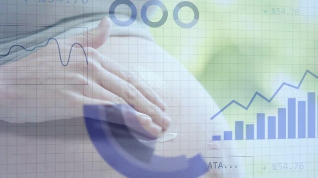 Pregnant mom applying cream and pressing belly sensor, causing prenatal graphs to grow for analysis