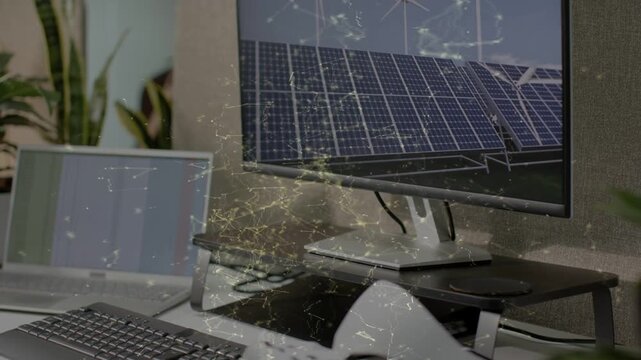 Monitor and VR headset shifting right while overlay drifting, causing zoom revealing solar panels