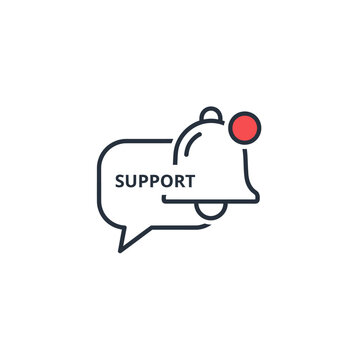 Support notification bell icon alert.