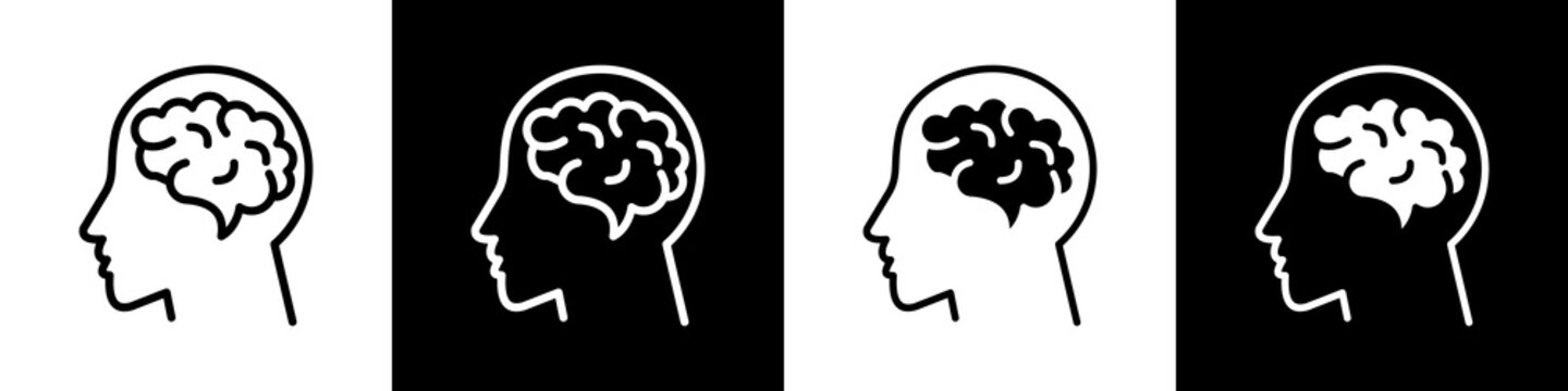 Mindset  black and white icon design concept