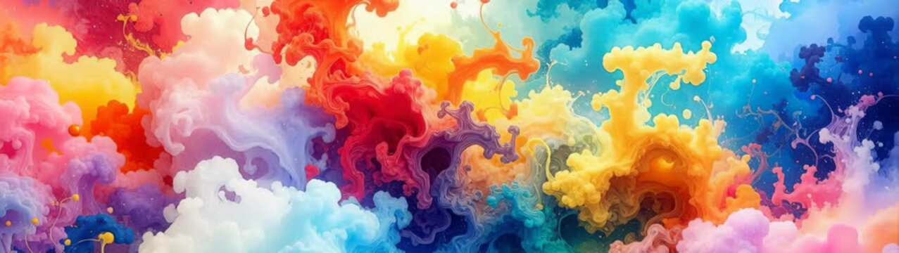 Colorful gaseous masses forming flowing shapes and shades, representing concepts like imagination and transformation.