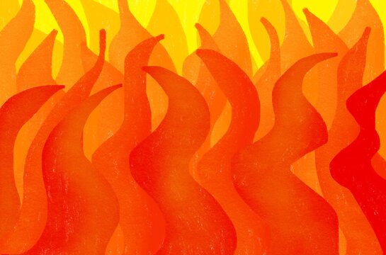 Abstract hand-painted fiery summer pattern